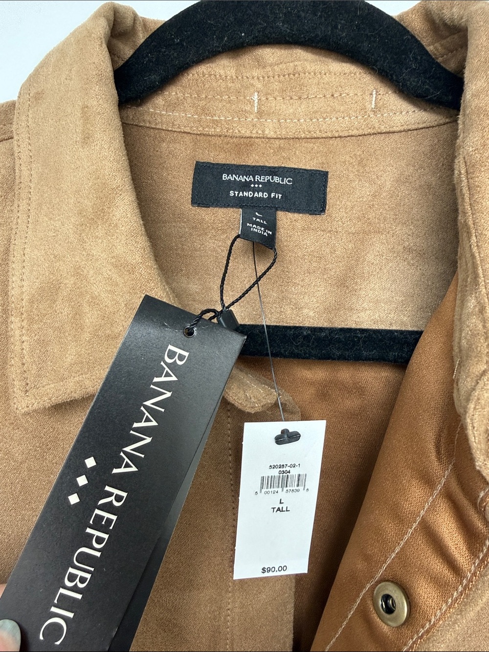 Men's Suede Button-Front Shirt Jacket - Tan - Picture 2 of 3